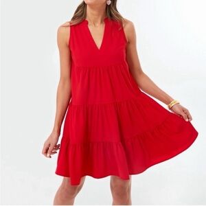 Tuckernuck Pomander Place Kenzo Dress Red Sleeveless Tiered